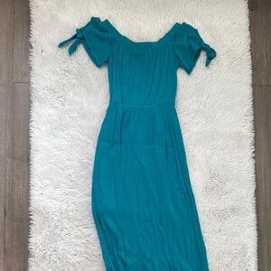 Elegant Teal Off-Shoulder Dress